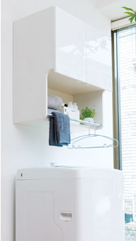 ランドリー吊戸棚W800×D382×H700高級感溢れる鏡面扉【東京圏限定】KMS