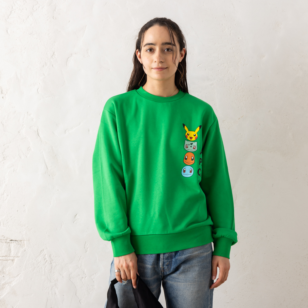 アーペーセー スウェット ポケモン グリーン レディース APC COGVF F27861 KAA A.P.C. アーペーセー スウェット ポケモン グリーン レディース