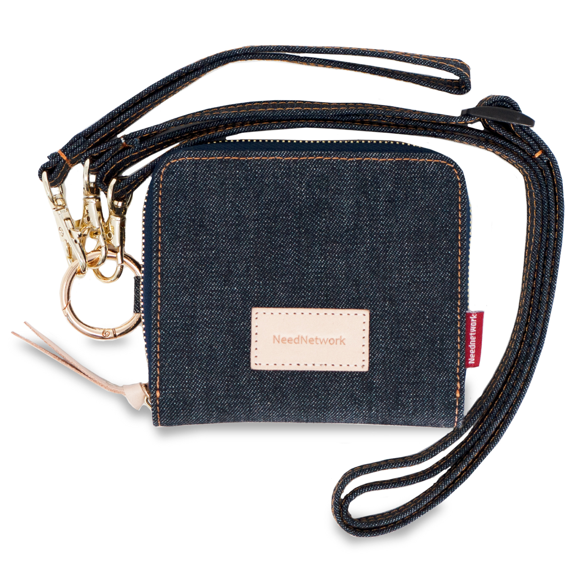 財布 日本が誇るデニム ネックウォレット 二つ折り財布 首掛け 小銭入れ コインケース ショルダーウォレット コンパクト 2つ折り ストラップ付き ミニ財布 | NeedNetwork | 21