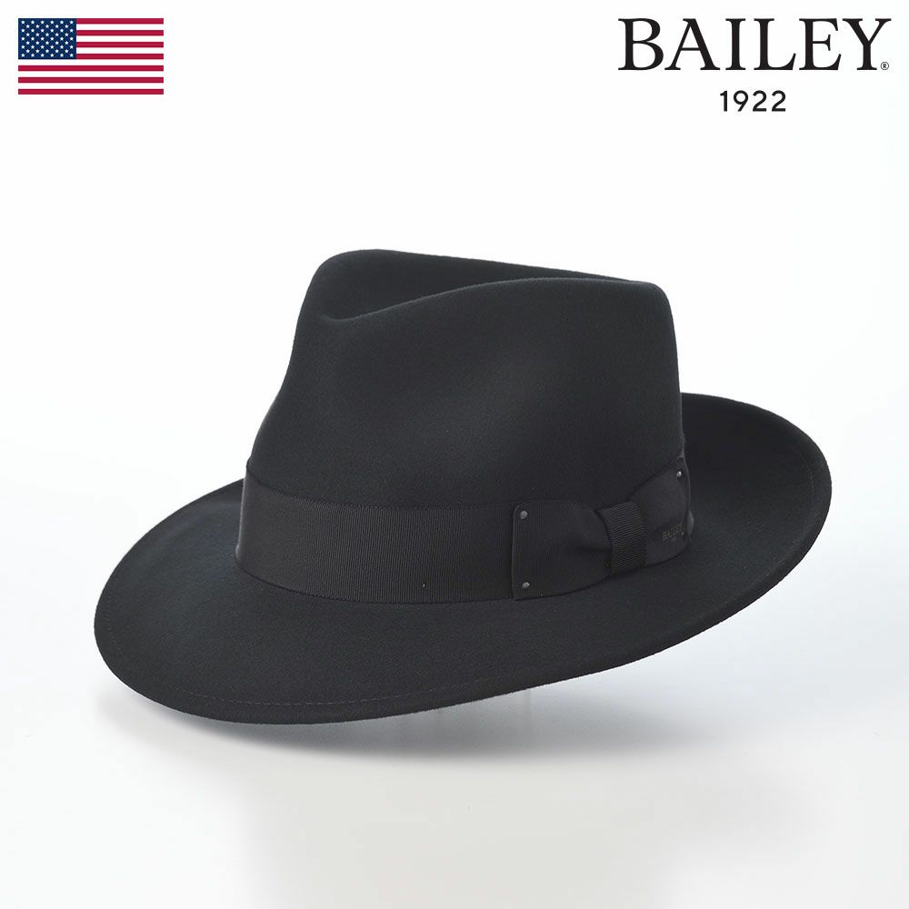 美品◎Bailey ベイリー FEDORA 中折ハット フェルト帽 USA製 黒 ベイリー 爆買 秋 冬 中折れハット Bailey フェルトハット