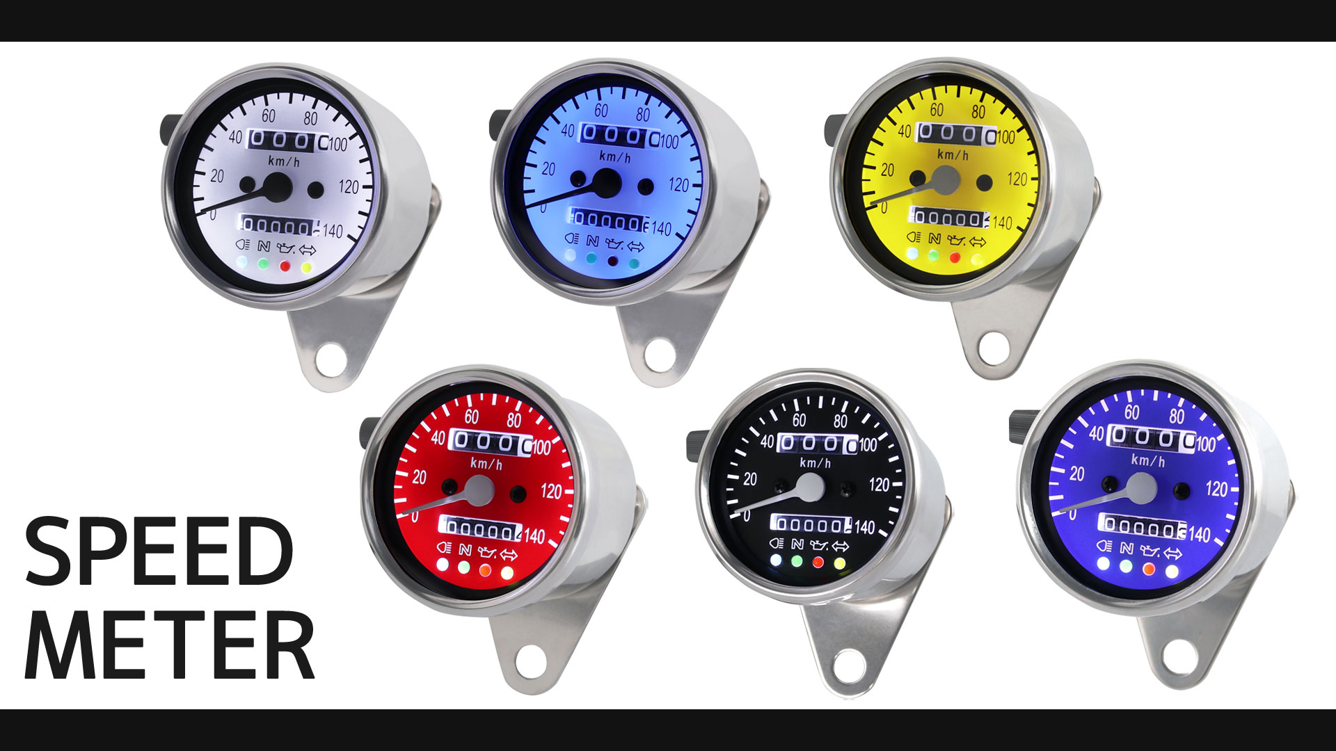 カワサキ バイク用 機械式 LED ミニ スピードメーター 140km/h