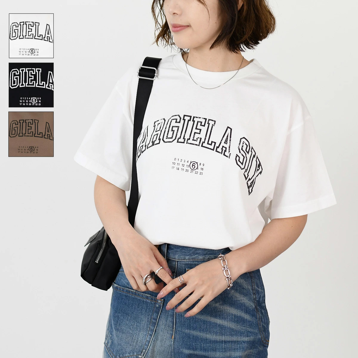 『MM6』エムエムシックス (XS) ロゴ入り クロップドTシャツ MM6』エムエムシックス (XS) ロゴ入り クロップドTシャツ
