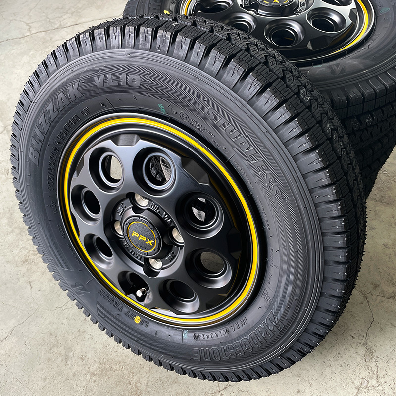 145 80 12 スタッドレス LT ハイゼット エブリィ 他 4本セット ブリザック 軽トラ 軽バン VL10 145/80R12 LT PPX MIL8 12×3.50B