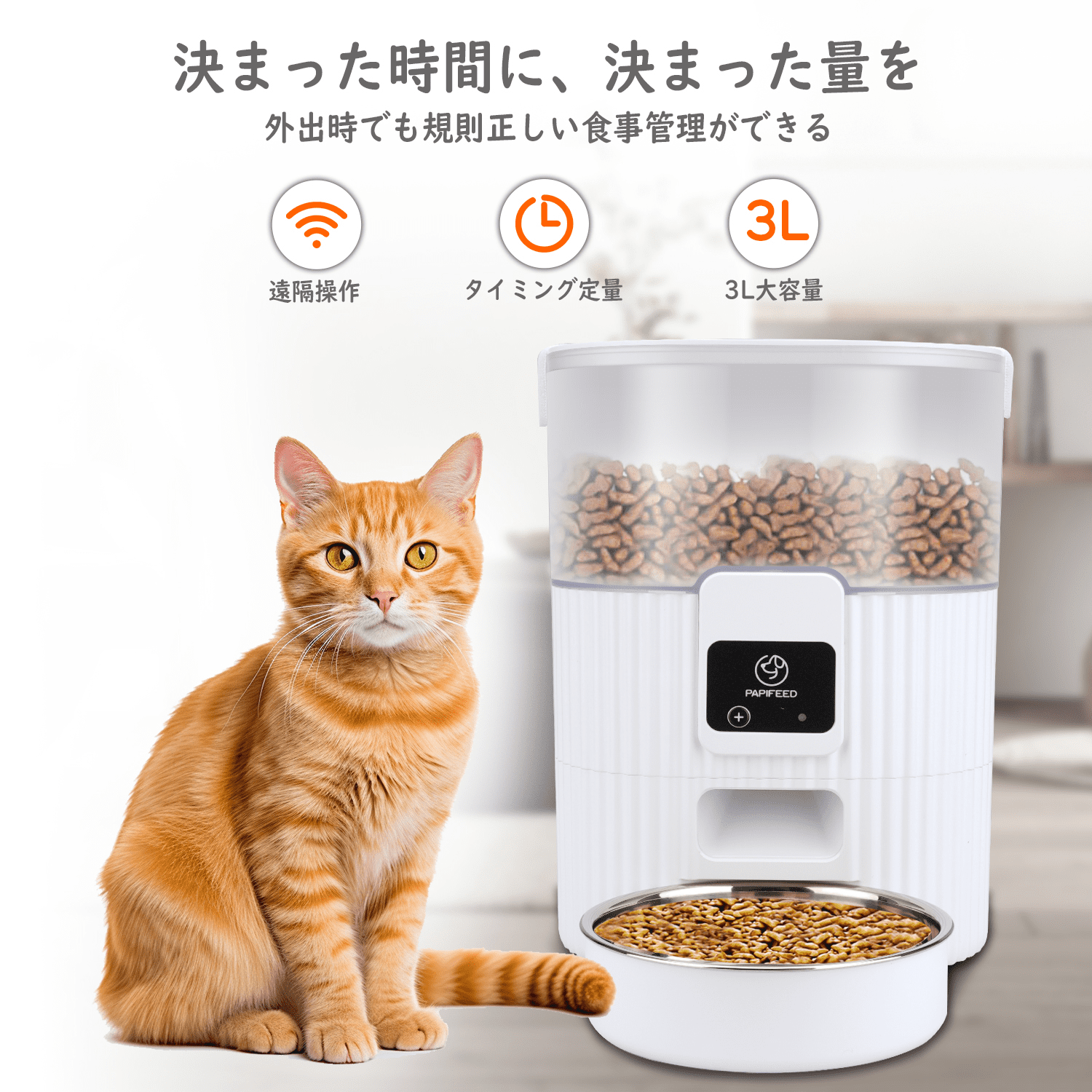 保証付 最新 6L容量 ペット用自動給餌器 猫 中小型犬用 ビデオ+