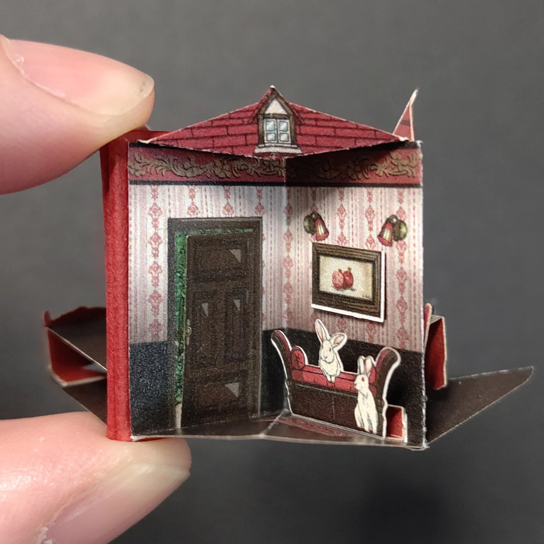 ミニチュアハウス.お家BOXタイプ.エコクラフト☆179(ハンドメイド) Amazon | ミニチュア 手作り ドール ハウス 可愛い 小犬のおうち