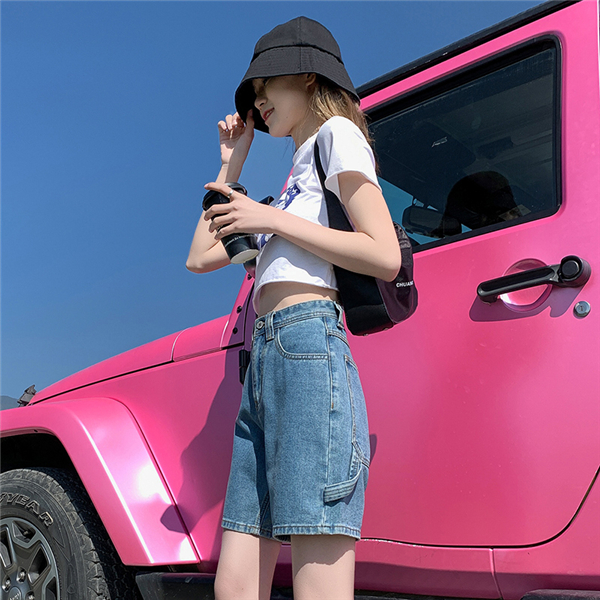 ハーフパンツ レディース ジーンズ ショートパンツ 膝丈 ハイ