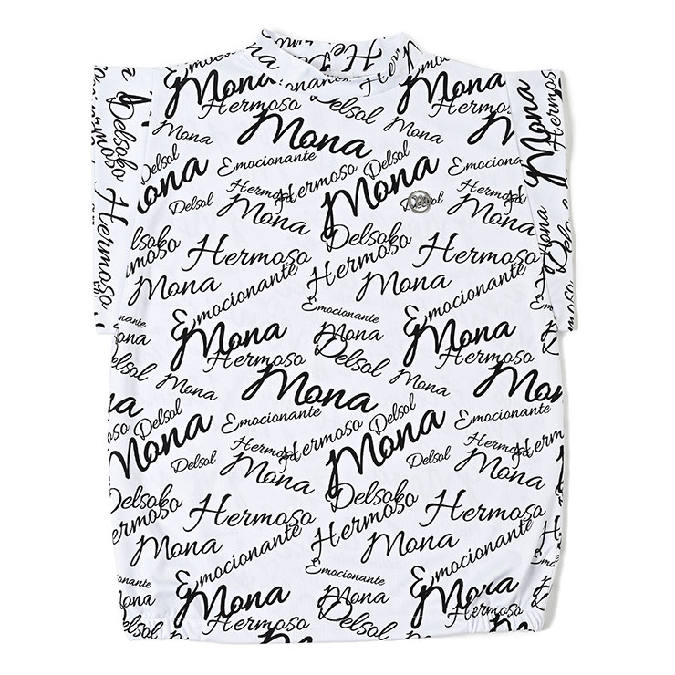 mona delsol 吸水速乾 ロゴ総柄ショルダーノースリシャツ グリーン系 mona delsol 吸水速乾 ロゴ総柄ショルダーノースリシャツ S/M