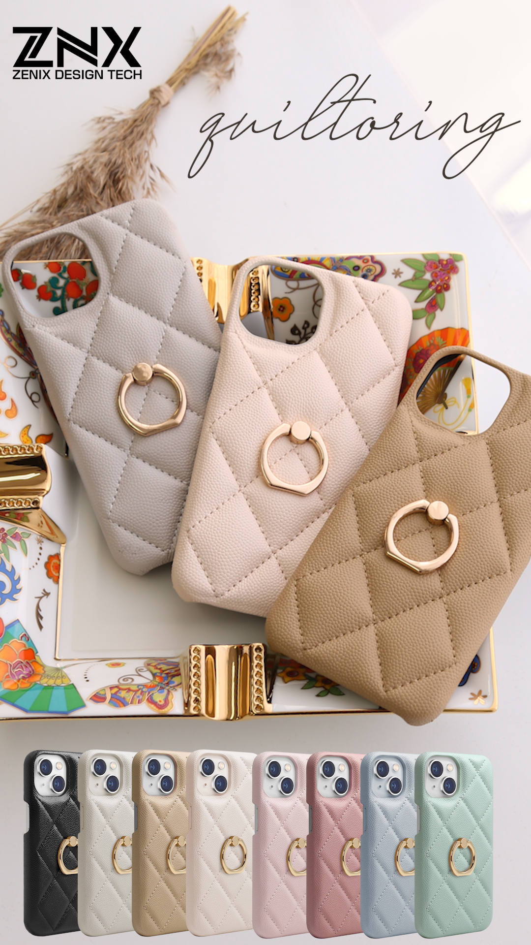 iPhone17 ケース キルト 背面リング付き iPhone Air ケース iphone16 iphone15 iphone14 pro max plus promax iPhone13 iPhone12 iPhone11 韓国 おしゃれ 可愛い | ZENIX DESIGN TECH | 29