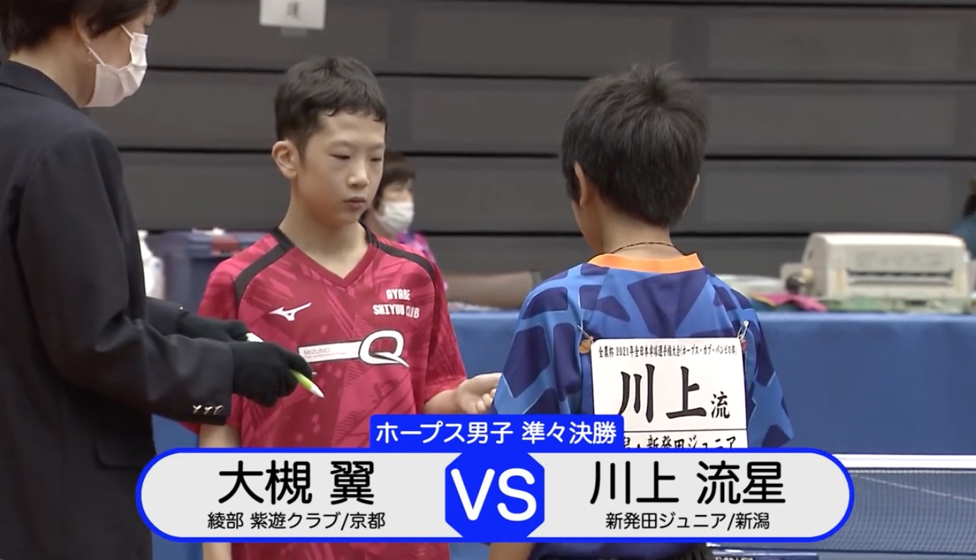 動画 全農杯21 ホープス男子準々決勝 大槻翼 Vs 川上流星 スポーツナビ テレビ東京 卓球チャンネル