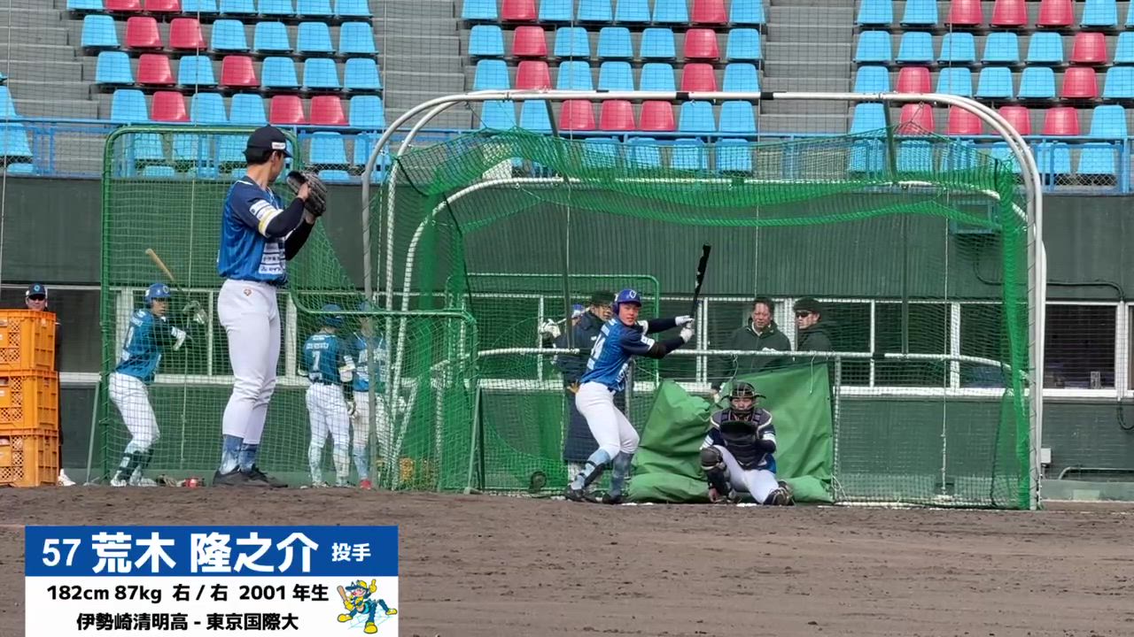 【最速153km/h】荒木隆之介 投手のシート打撃【徳島インディゴソックス】