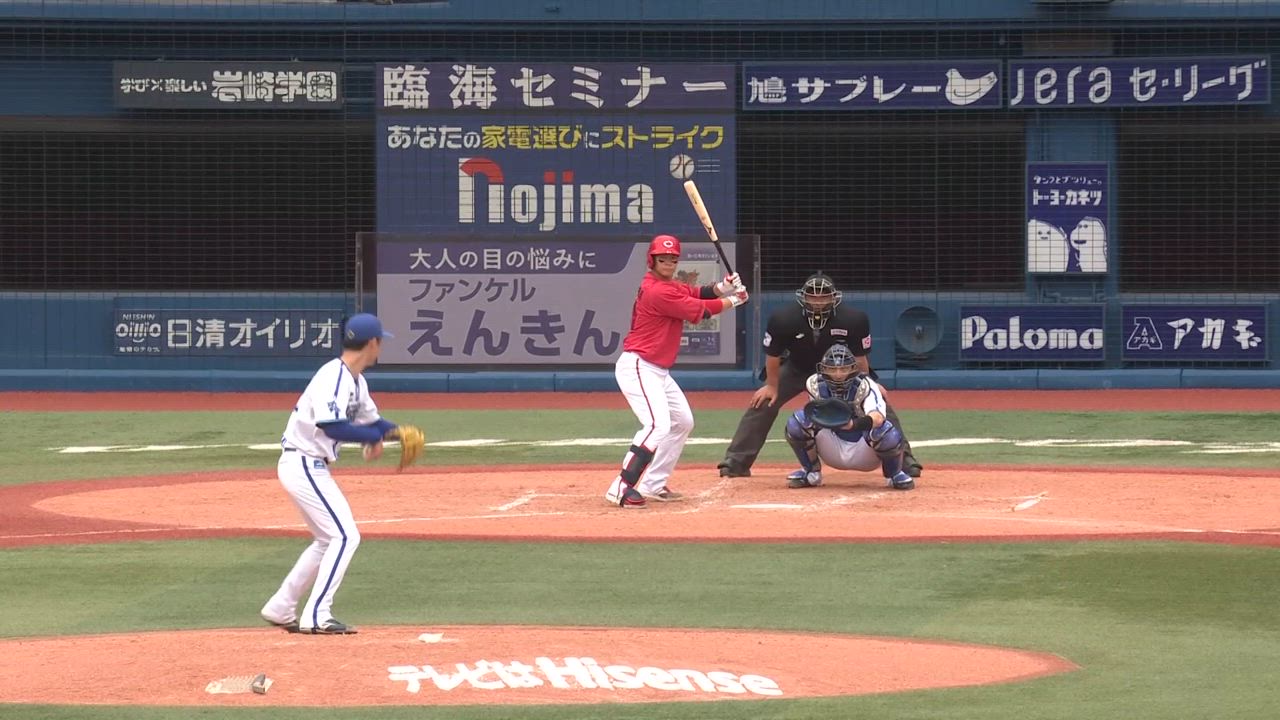 4回表、中川颯選手が外角低めのスライダーで空振り三振に仕留める！
