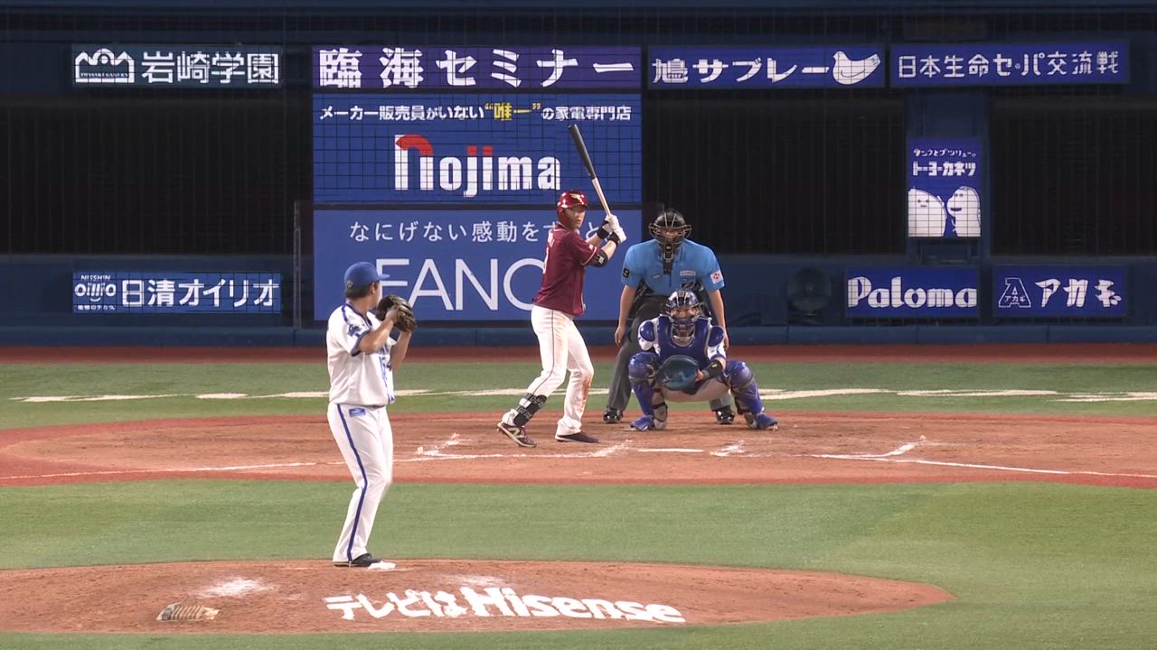 7回表、中川虎選手が鋭く落ちるフォークで空振り三振に仕留める！