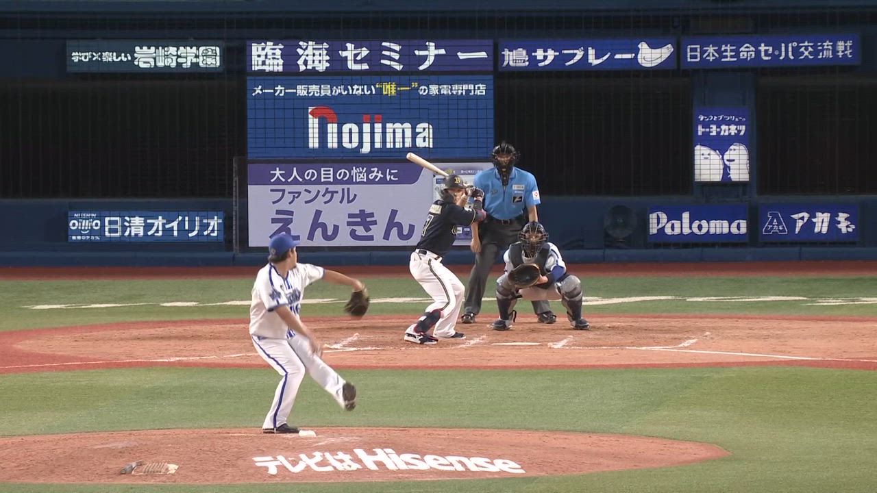 8回表、中川虎選手がフォークで空振り三振に仕留める！