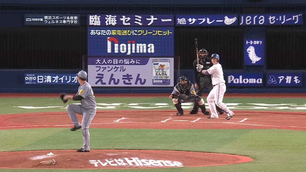 6回裏、牧選手がライトへのタイムリーを放つ！