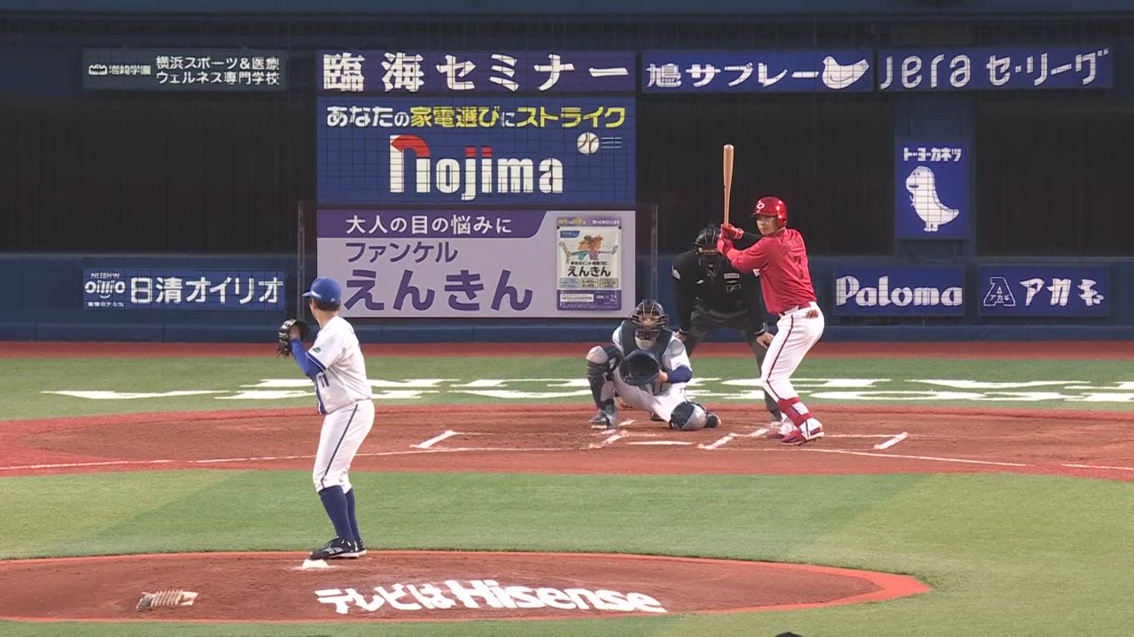 2回表、東選手が145キロのストレートで見逃し三振を奪う！