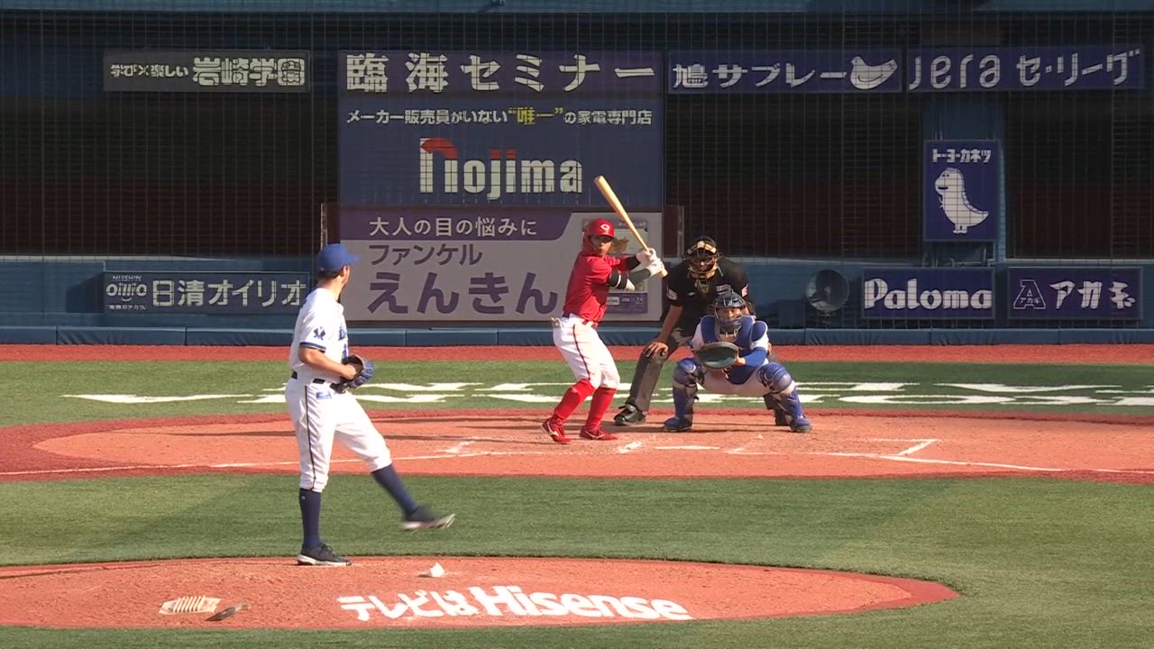 8回表、T.バウアー選手がキレのあるナックルカーブで空振り三振に仕留める！