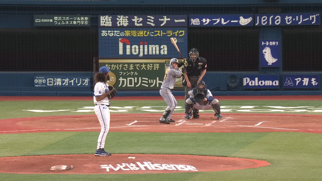 2回表、A.ジャクソン選手がキレのあるナックルカーブで空振り三振を奪う！