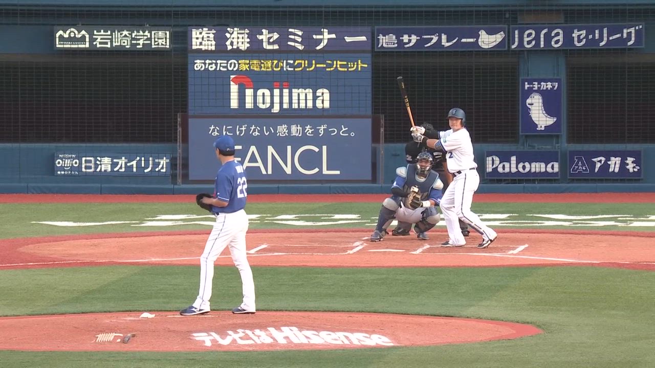 1回裏、牧選手がレフトスタンド上段に運ぶ、先制のソロホームランを放つ！