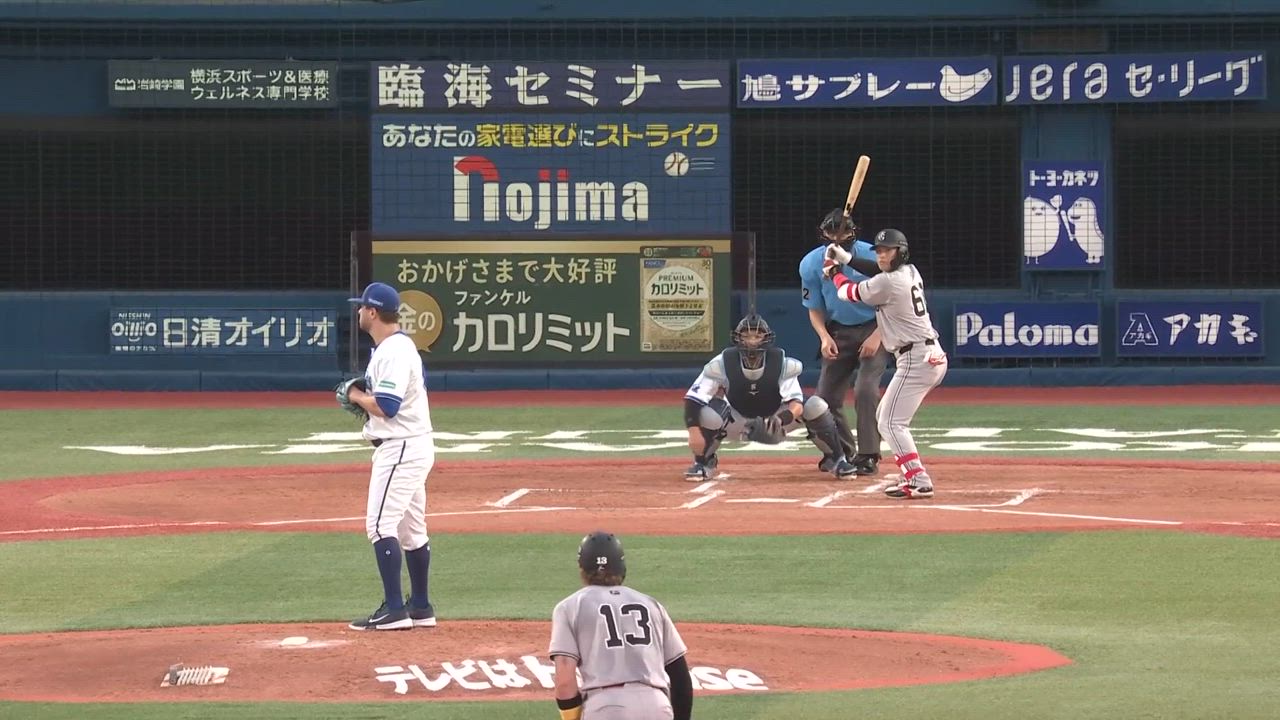 2回表、アンソニー・ケイ選手がキレのあるチェンジアップで空振り三振に斬って取る！