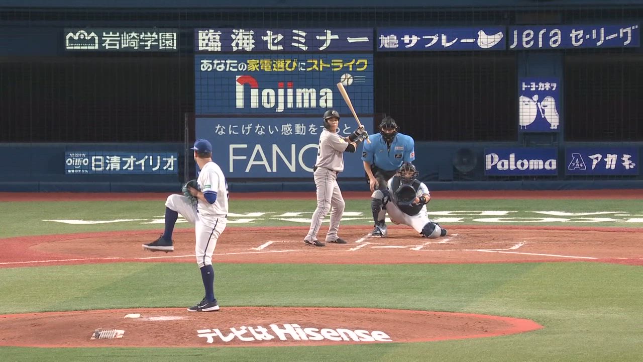 3回表、アンソニー・ケイ選手が152キロのストレートで空振り三振を奪う！