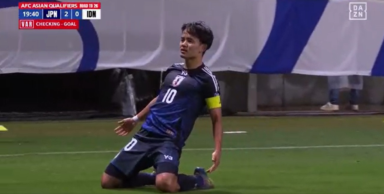 背番号10の久保建英が絶妙なダブルタッチから右足でゴールネットを揺らす！l W杯アジア最終予選 日本 vs. インドネシア