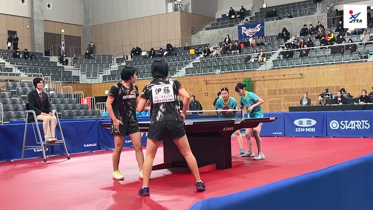 【全日本卓球】女子ダブルス準々決勝：伊藤詩菜・青木咲智 vs 平真由香・矢島采愛＜ハイライト＞