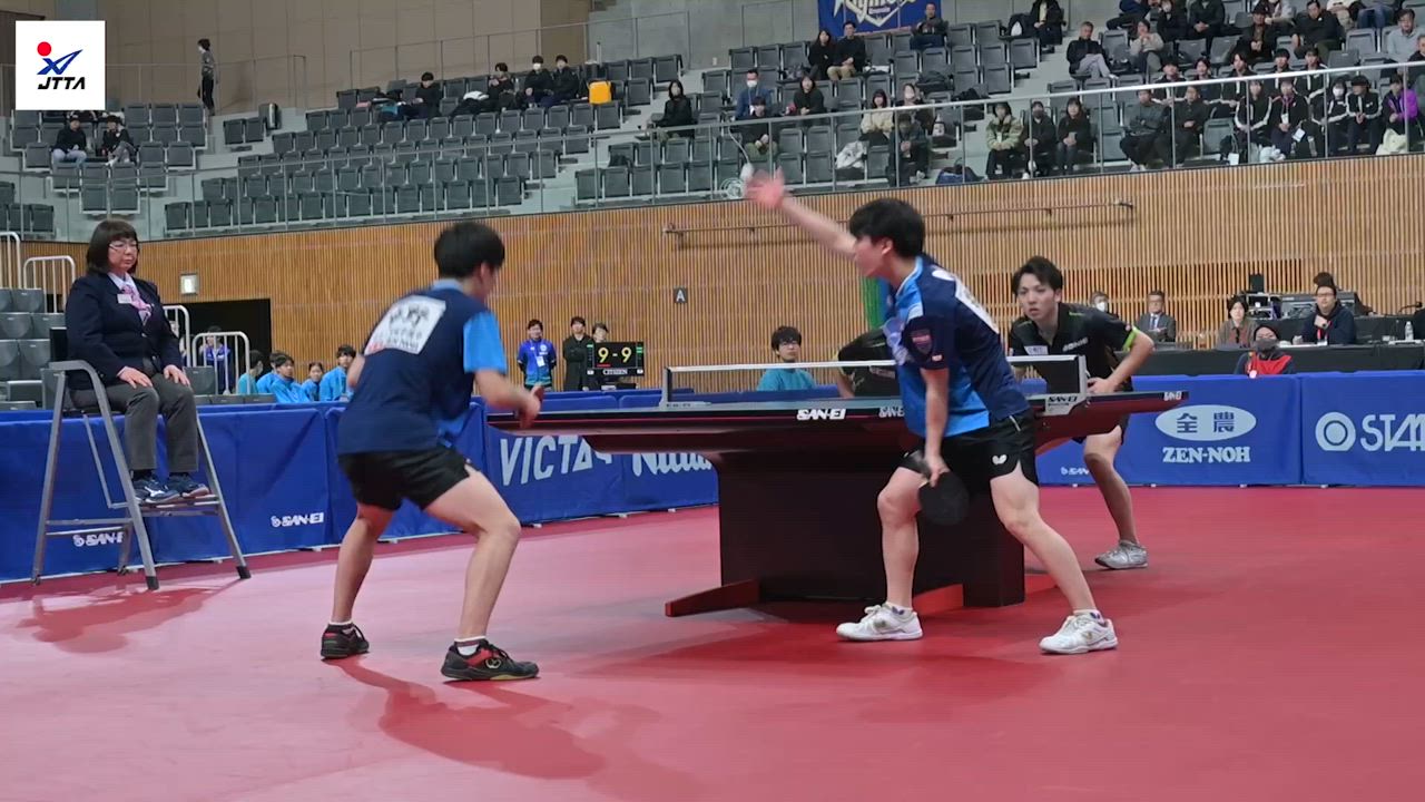 【全日本卓球】男子ダブルス準々決勝：岩井田駿斗・中野琥珀 vs 鈴木颯・萩原啓至＜ハイライト＞