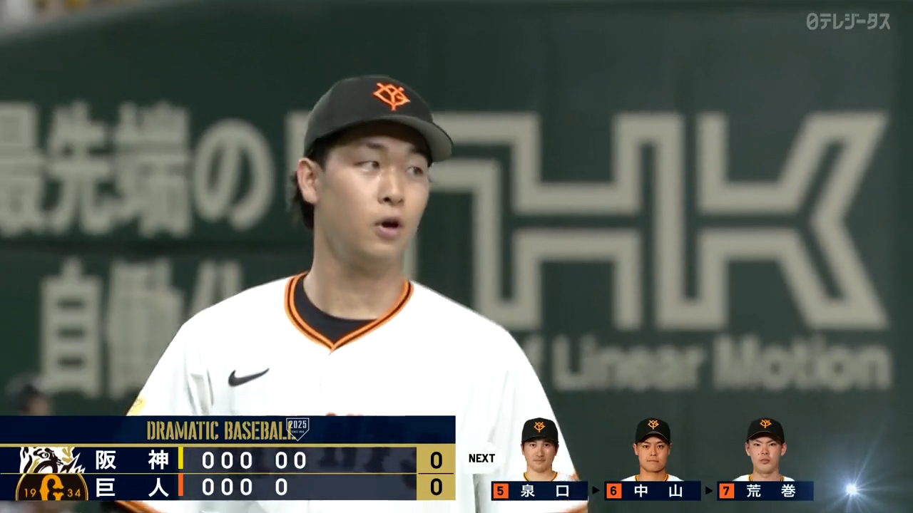 7/19【巨人vs阪神】5回表 先発の山﨑が阪神打線を5回まで無失点で抑える！