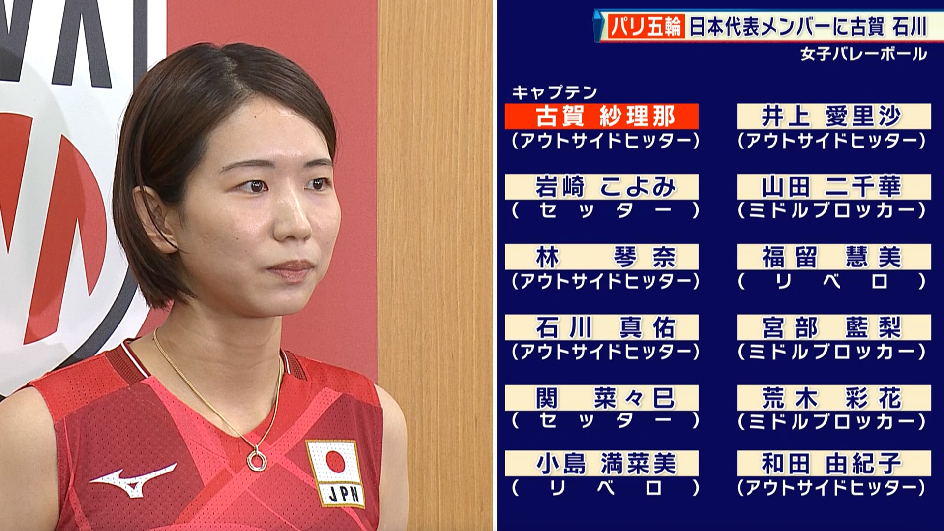 【女子バレー】パリ五輪 日本代表メンバー決定！古賀紗理那「当に支えてくれる選手・スタッフが沢山いる」