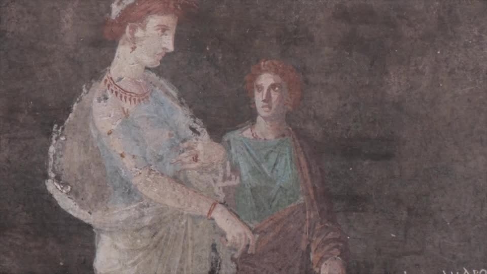 ポンペイ遺跡から新たなフレスコ画出土、ギリシャ神話の場面描く - ロイター映像ニュース | Yahoo! JAPAN