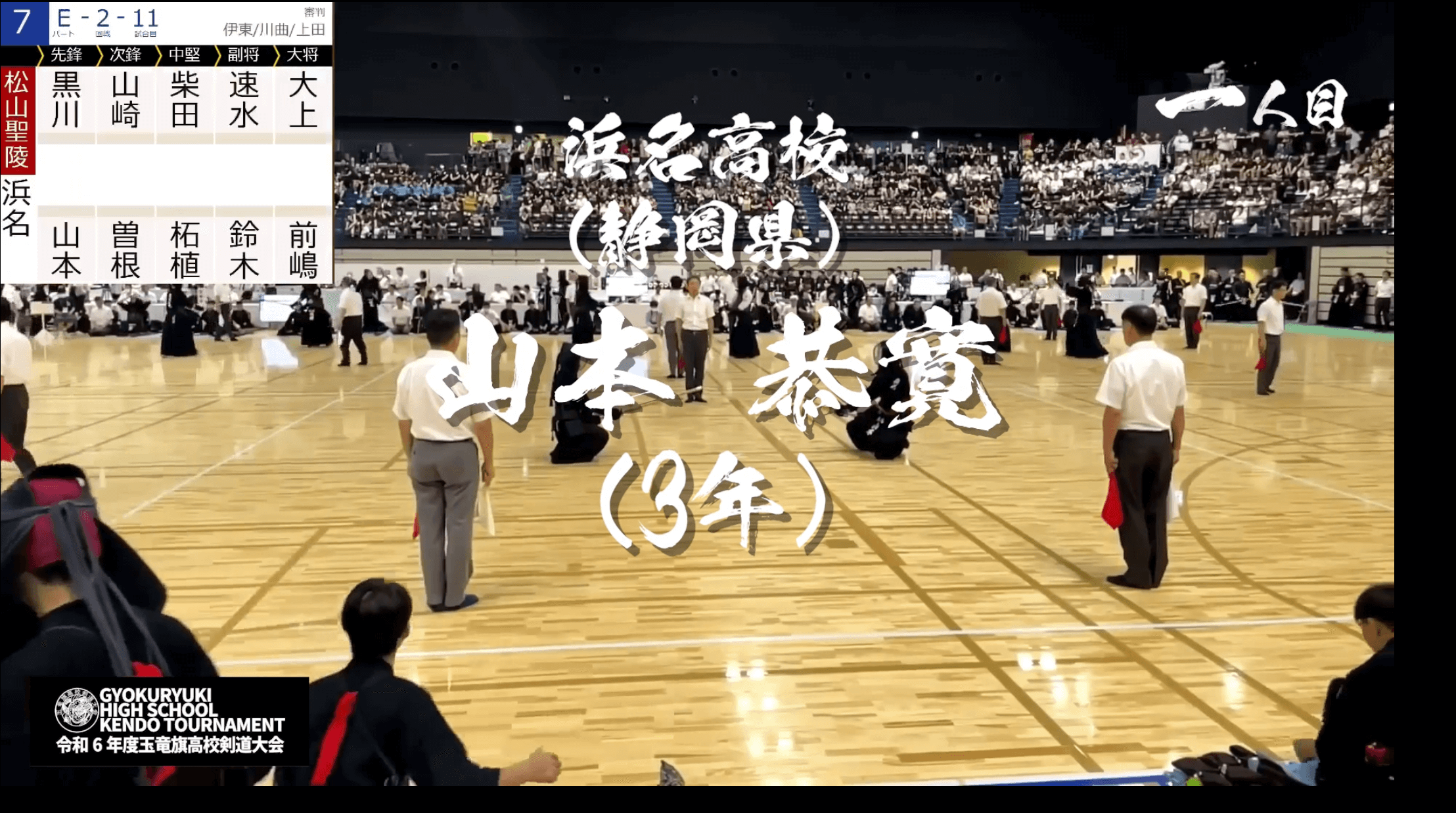 玉竜旗高校剣道大会 【10人抜き達成】山本 恭寛（浜名）