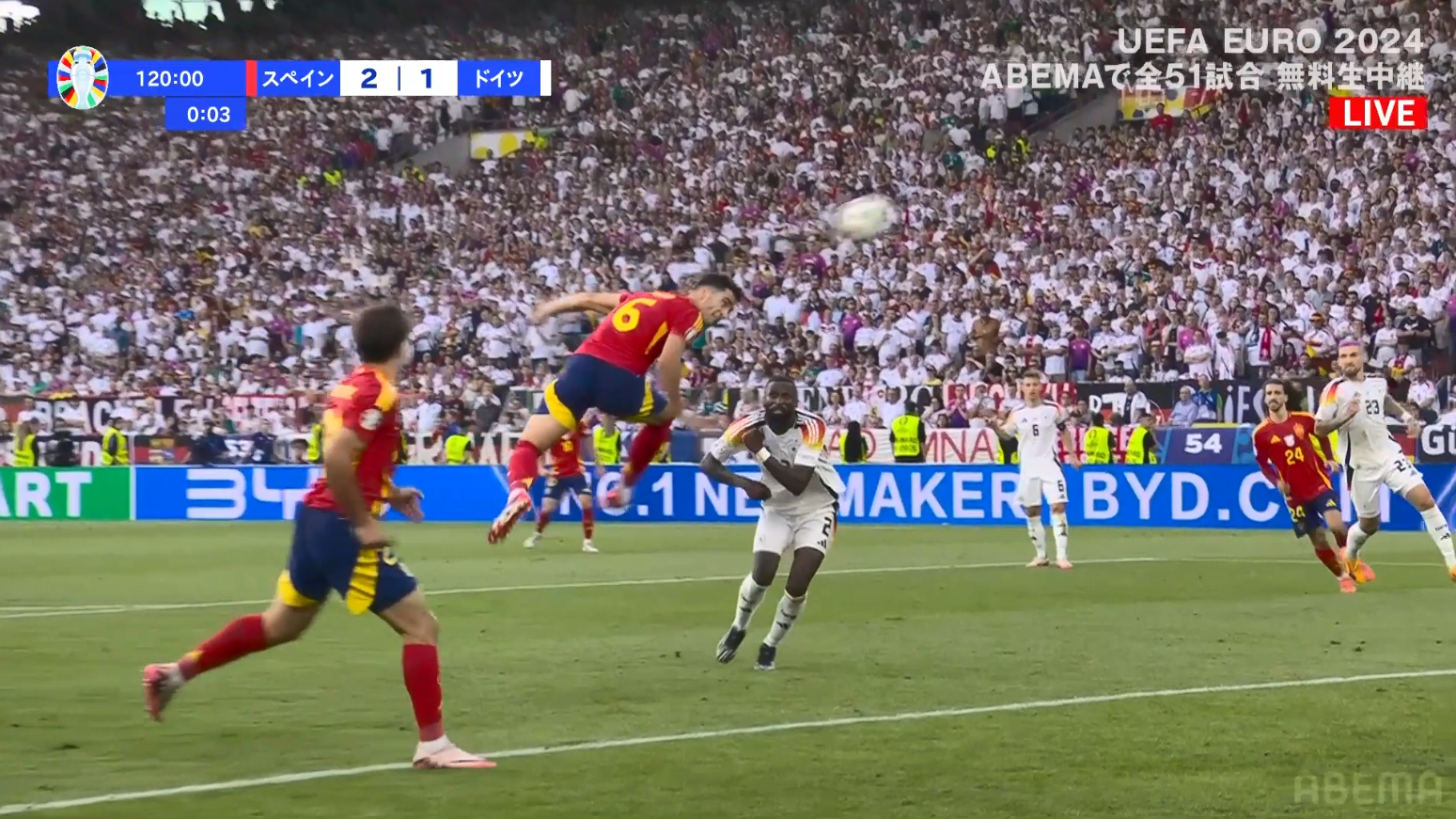 【UEFA EURO 2024 スペイン vs ドイツ】延長後半、スペイン劇的逆転弾！