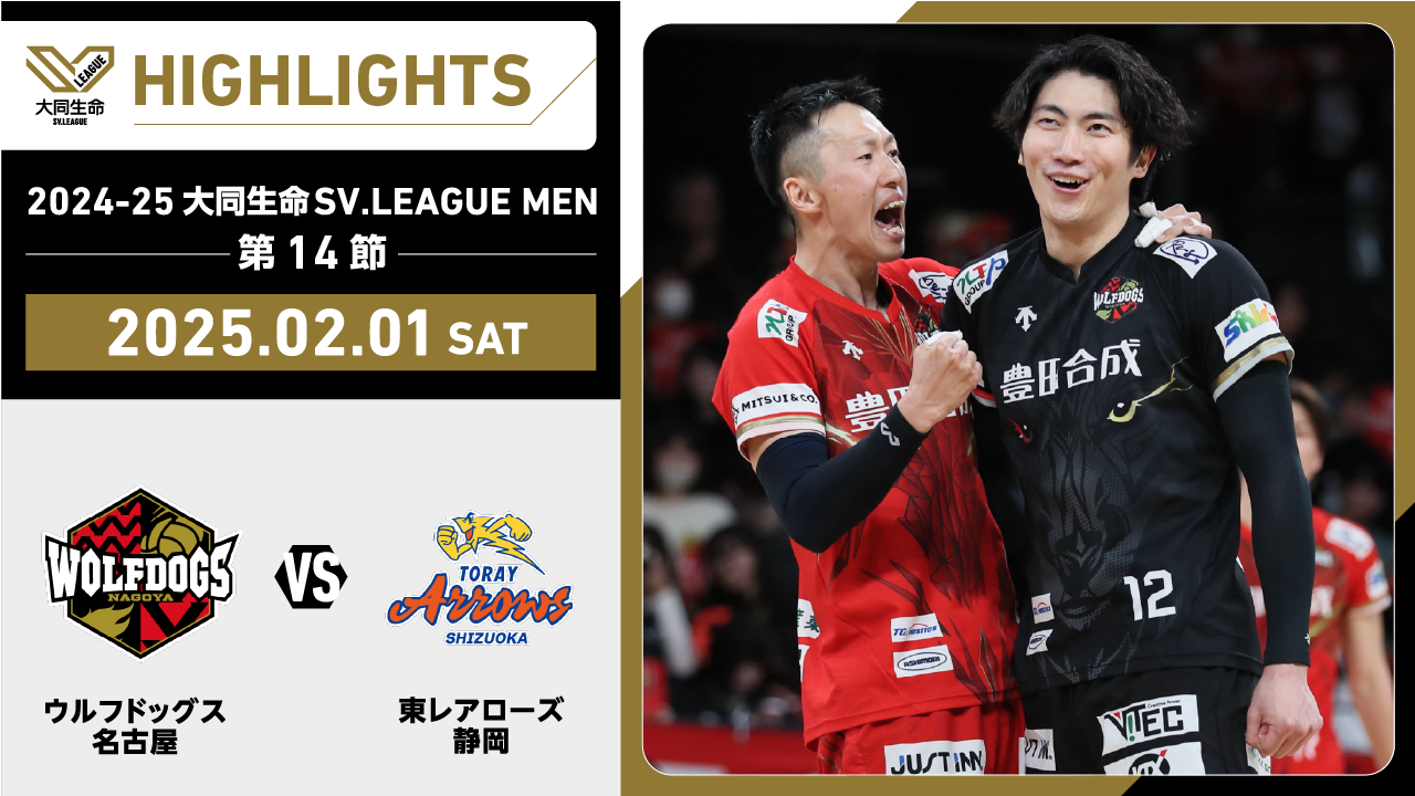 【2025/02/01 ハイライト】2024-25 大同生命SV.LEAGUE MEN 第14節 GAME1 WD名古屋 vs 東レ静岡