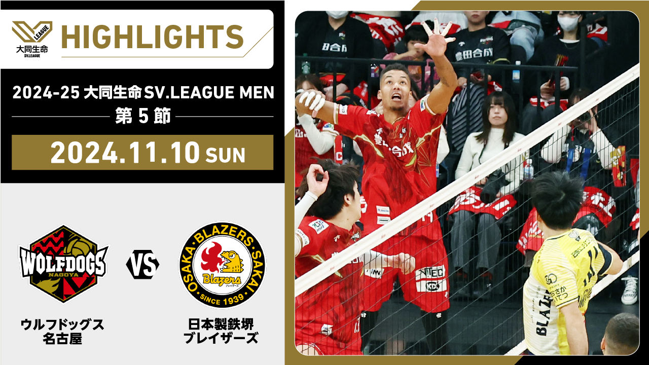 【2024/11/10 ハイライト】2024-25 大同生命SV.LEAGUE MEN 第5節 GAME2  WD名古屋 vs 日鉄堺BZ