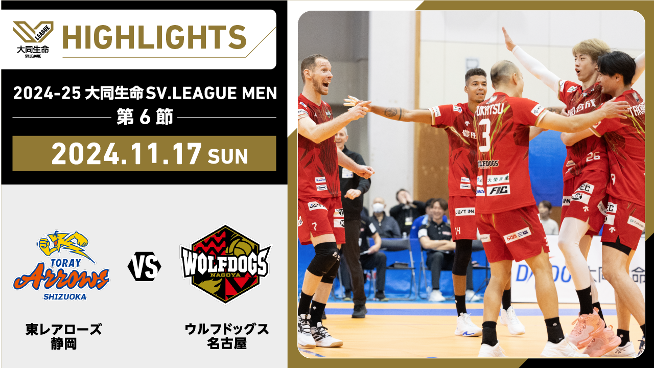 【2024/11/17 ハイライト】2024-25 大同生命SV.LEAGUE MEN 第6節 GAME2  東レ静岡 vs WD名古屋