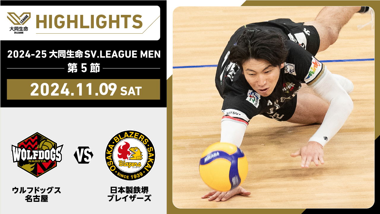 【2024/11/9 ハイライト】2024-25 大同生命SV.LEAGUE MEN 第5節 GAME1  WD名古屋 vs 日鉄堺BZ